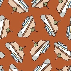 Sock Sandwiches - funny dog fabric - rust - LAD23