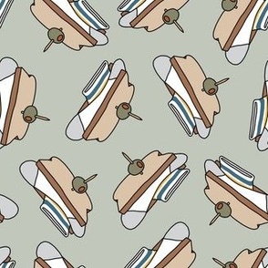 Sock Sandwiches - funny dog fabric - lightest sage - LAD23