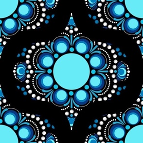 12” Blue Moons Dot Mandala Ogee Pattern - Medium