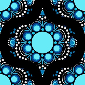 24” Blue Moons Dot Mandala Ogee Pattern - Large