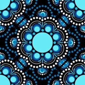 6” Blue Moons Dot Mandala Diamond Tile - Small