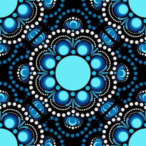 24” Blue Moons Dot Mandala Diamond Tile - Large