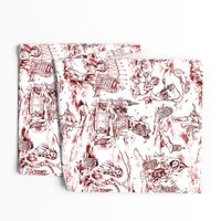 Gothic Graveyard Toile -- Blood Red Gothic Halloween Modern Toile --  18.77in x 15.03in repeat -- 250dpi (60% of Full Scale)