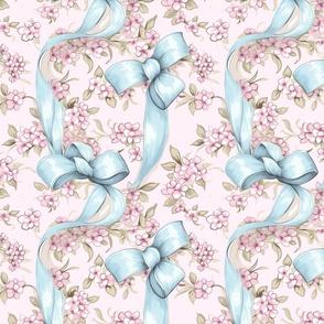 Blossoms and Bows  – Pale Pink  Wallpaper 