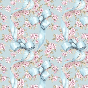 Blossoms and Bows  – Lt. French Blue  Wallpaper 