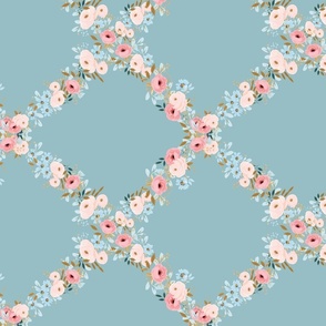 Blossom Weave – French Blue Wallpaper 