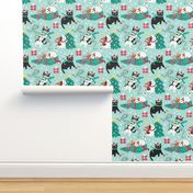 Cute Christmas cats - turquoise Christmas,xmas fabric WB22 XS scale