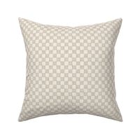 Textured Check - Ditsy Scale - Warm Beige - Linen Ikat fabric texture Checkers Checkerboard Neutral Tan