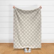 Textured Check - Large Scale - Warm Beige - Linen Ikat fabric texture Checkers Checkerboard Neutral Tan