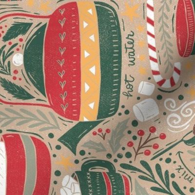 How to make festive holiday hot chocolate - rotated for tea towels - textured - medium