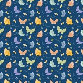 Butterflies and Bees in Blue 3 inch