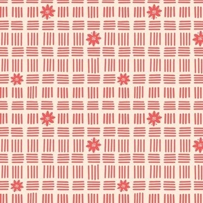 Small Floral Lines in Poppy Red