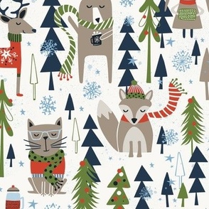 Bundle Up Winter Woodland Christmas Ivory Regular