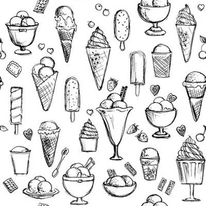 Ice cream, sketch illustrations
