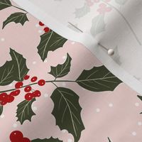 Holly Christmas Floral - Pink Christmas