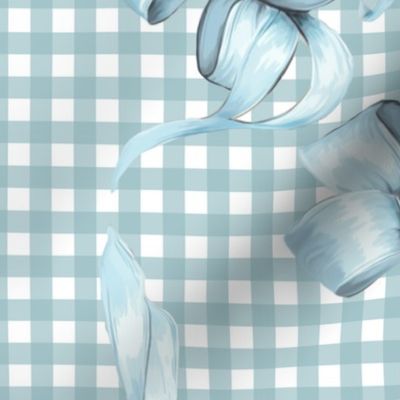 Bow-tiful Bash - French Blue Gingham Wallpaper 