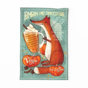 Cute Cosy Fall Festive Fox Vegan Pumkin Spice Recipe Tea Towel