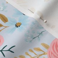 Budding  Blossom - Pale Blue Wallpaper – New 