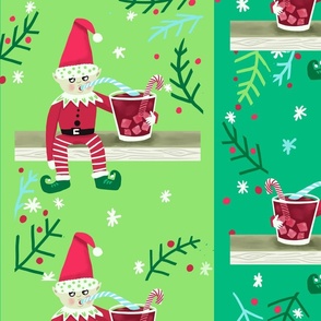 Naughty Christmas elf stripe wallpaper scale