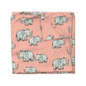 Elephants  on Pink  - Zoo Map Coordinate - Large