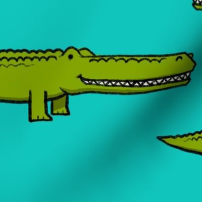 Smiling Crocodiles - Turqoise - Large - Zoo Map Coordinate