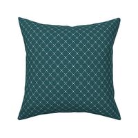 Diagonally crossing dotted lines cream white on dark green, SMALL 1 inch