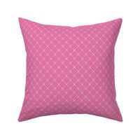 Diagonally crossing dotted lines cream white on pink, SMALL 1 inch