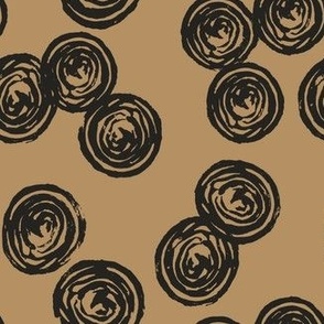 Woodland Tree Ring Block Print in Black and Brown