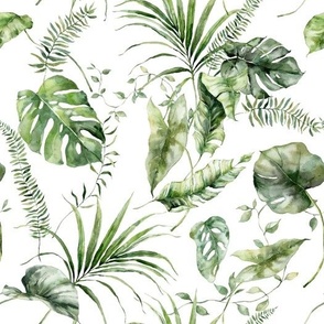 Tropical leaves foliage greenery pattern