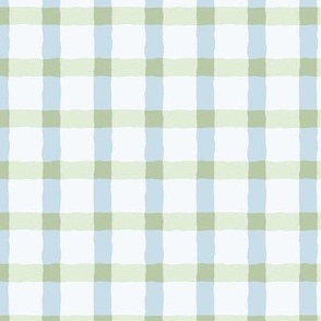 Medium Gingham Check powder blue and soft sage green home decor