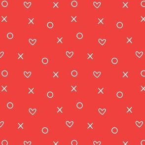 Xs, Os and Hearts Floating Away in Love Red (Mini)