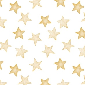 Large Faded Golden Christmas Stars on White