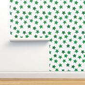 Large Faded Green Christmas Stars on White
