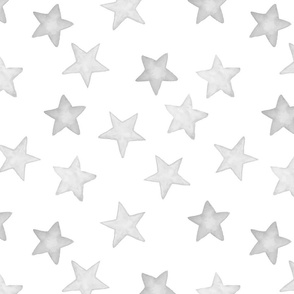 Large Faded Silver Christmas Stars on White