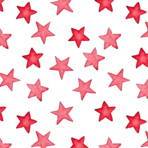 Large Faded Red Christmas Stars on White