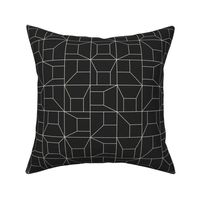 abstract geo - creamy white_ raisin black 02 - square line geometric