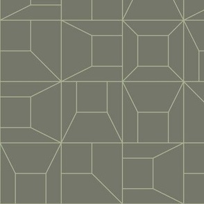 abstract geo - light sage green_ limed ash - square line geometric