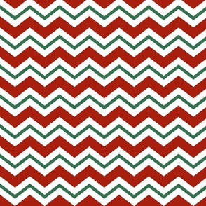 Winter Christmas Red and Green Chevron Zig Zag 