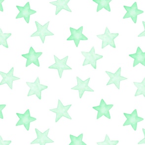 Large Faded Mint Christmas Stars on White