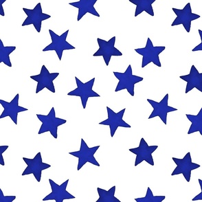 Large Faded Royal Blue Christmas Stars on White