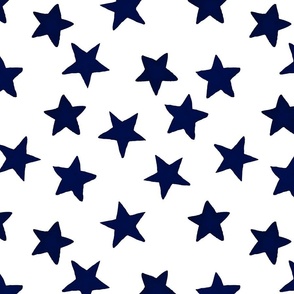 Large Faded Midnight Blue Christmas Stars on White