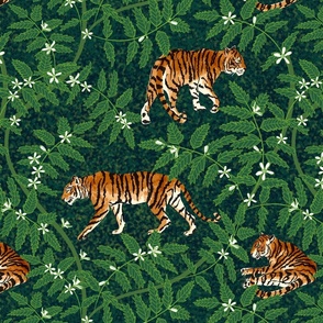 Bengal Tigers Through Neem  Leaves