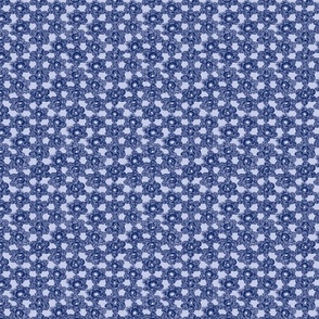 Crochet Flower Print Blue on Blue
