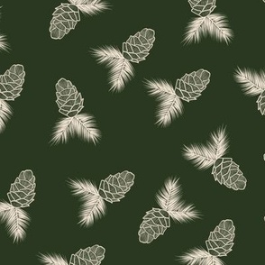 Pine Grove - Dark Green Pinecones - Large Print