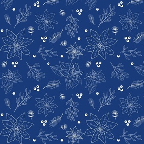 Winter Blue White Poinsettia Pattern