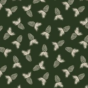 Pine Grove - Dark Green Pinecones - Small Print
