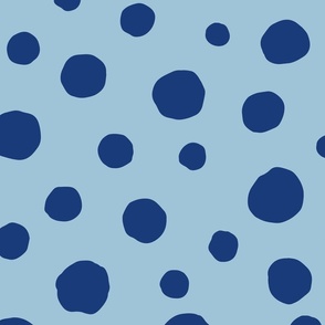 Light and Dark Blue Big thick sketched dots Pattern