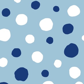 Light and Dark Blue White Big thick sketched dots Pattern