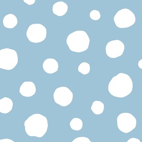 Snow Blue White Big thick sketched dots Pattern
