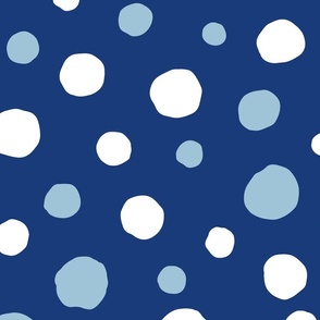 Blue and White Big thick sketched dots Pattern